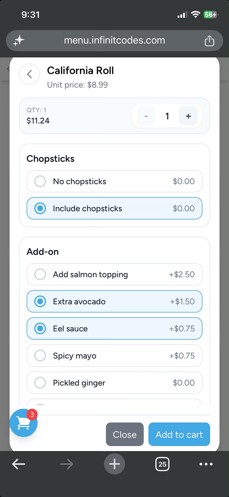 Add-ons menu preview